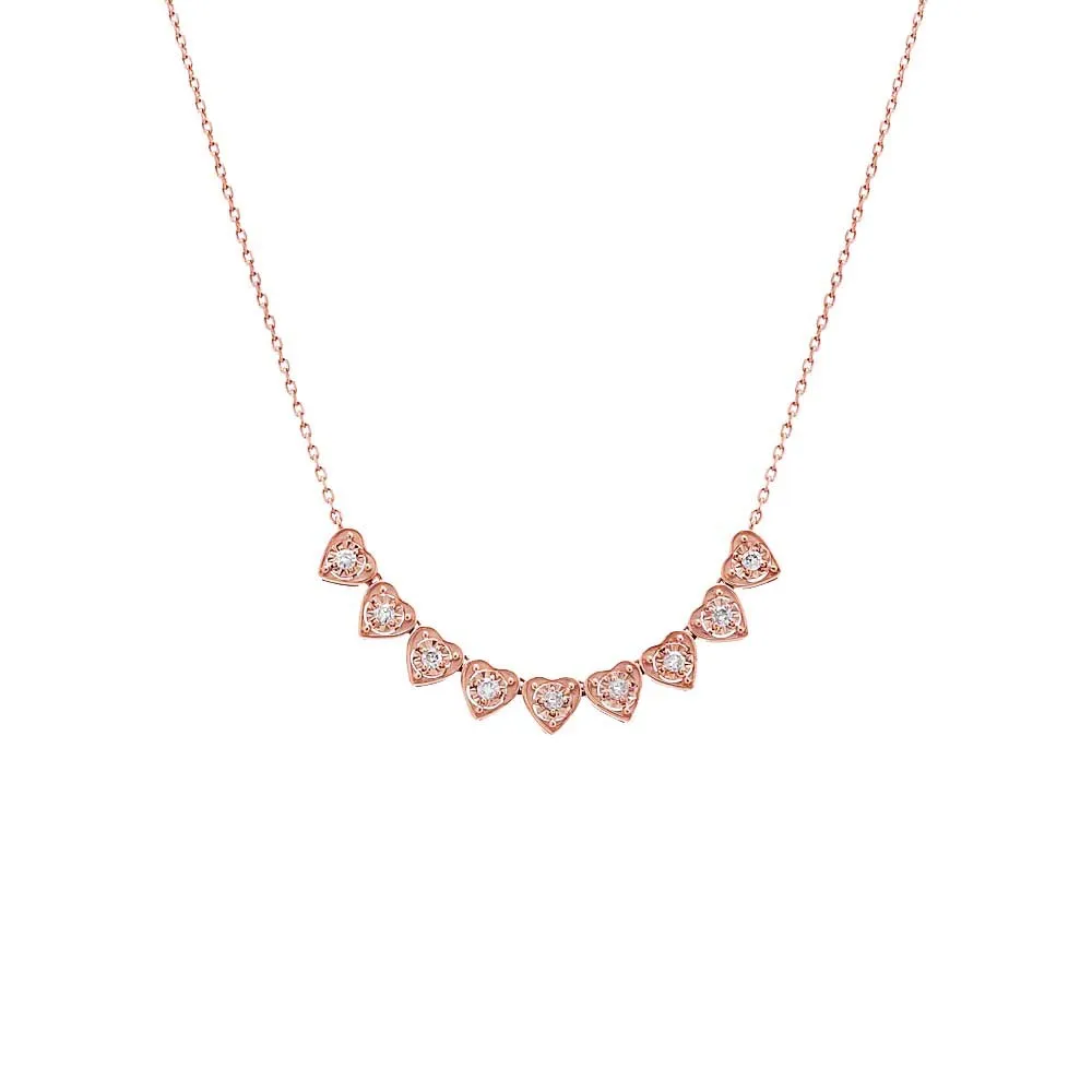 Diamond Multi Heart Necklace 14K