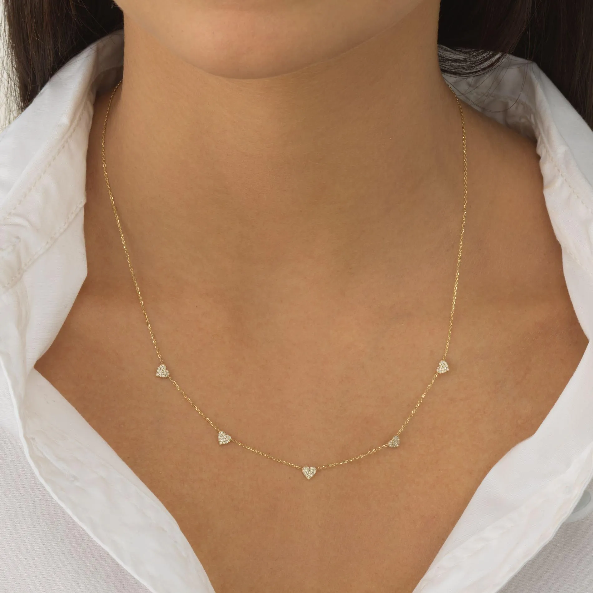 Diamond Multi Heart Necklace 14K