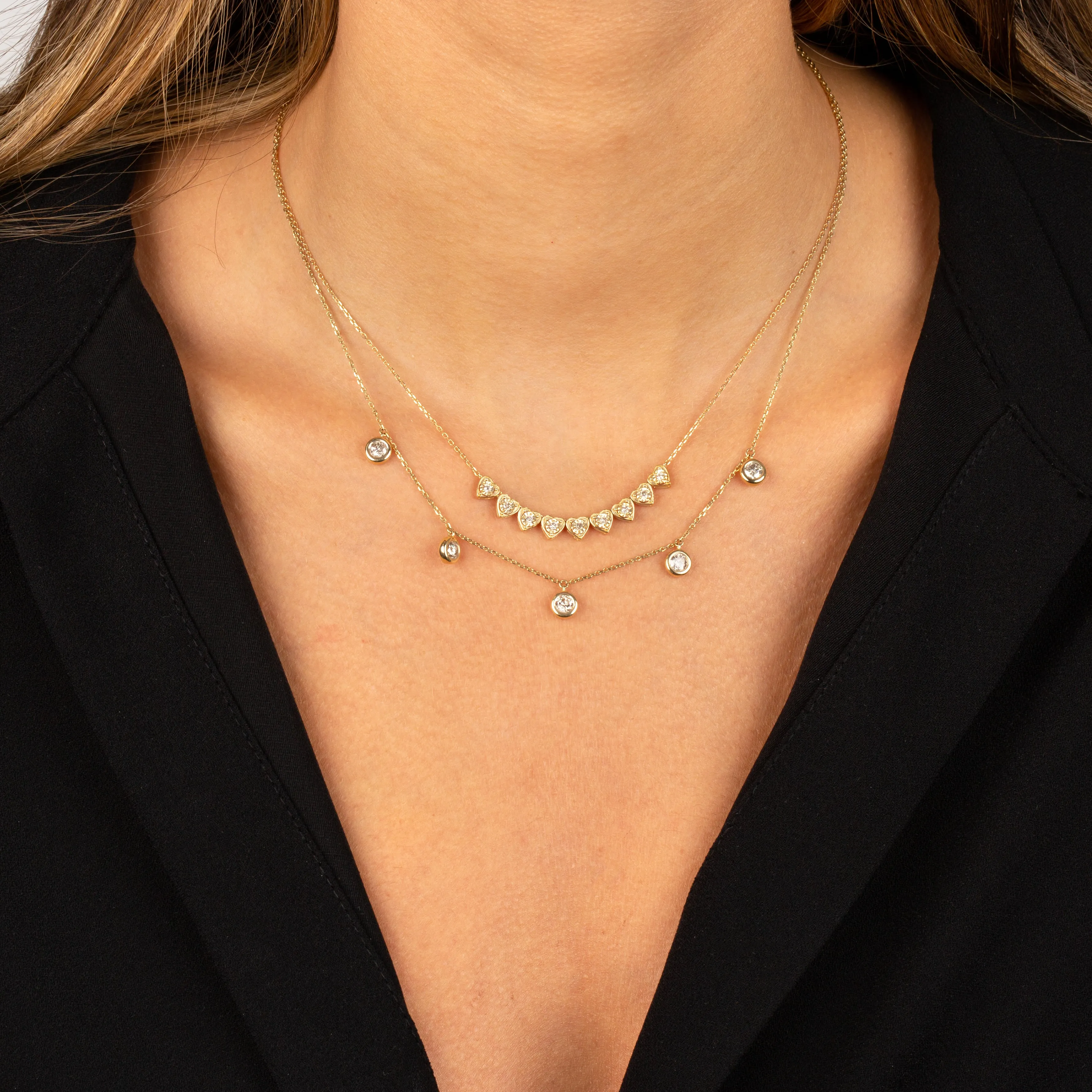 Diamond Multi Heart Necklace 14K