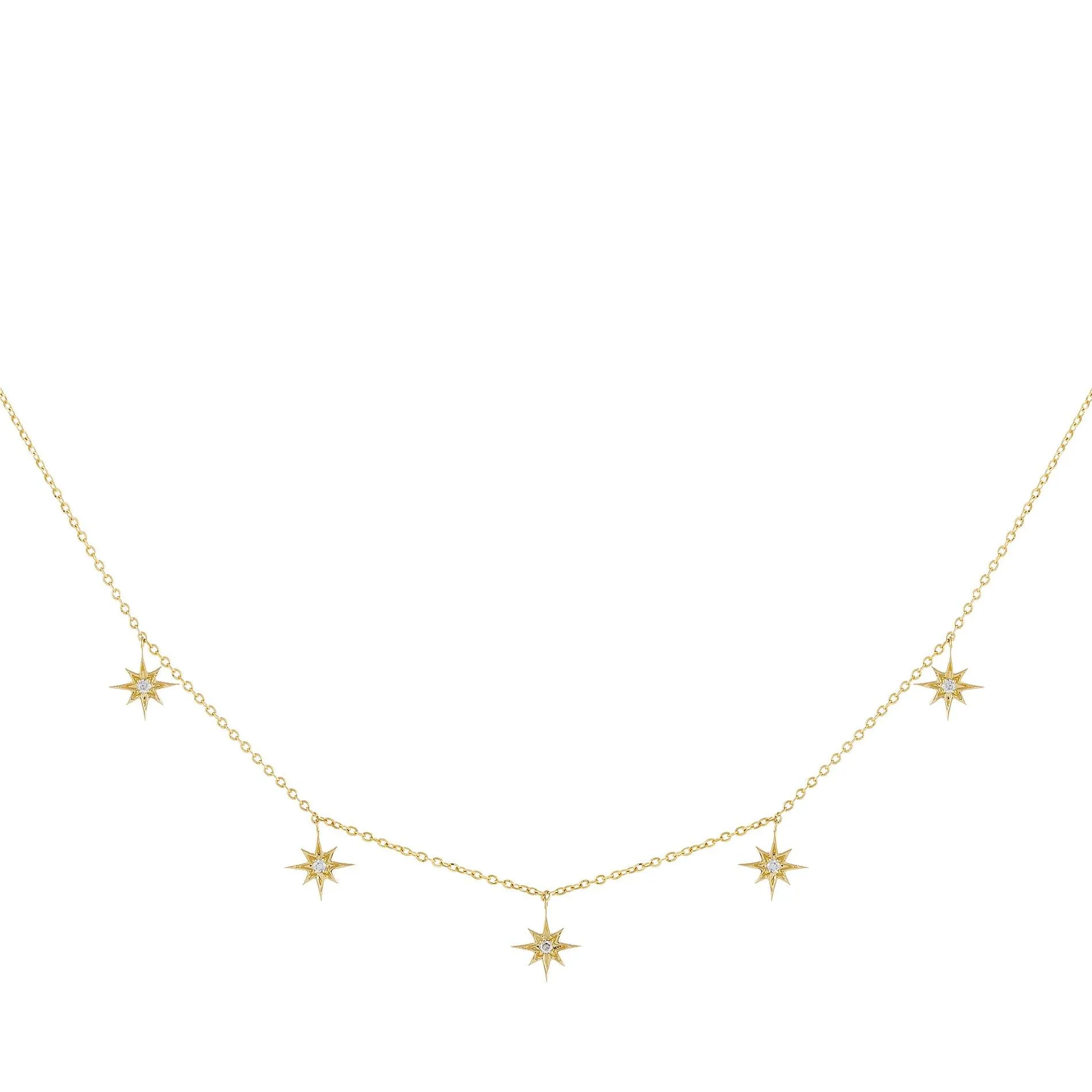 Diamond Multi Starburst Necklace 14K