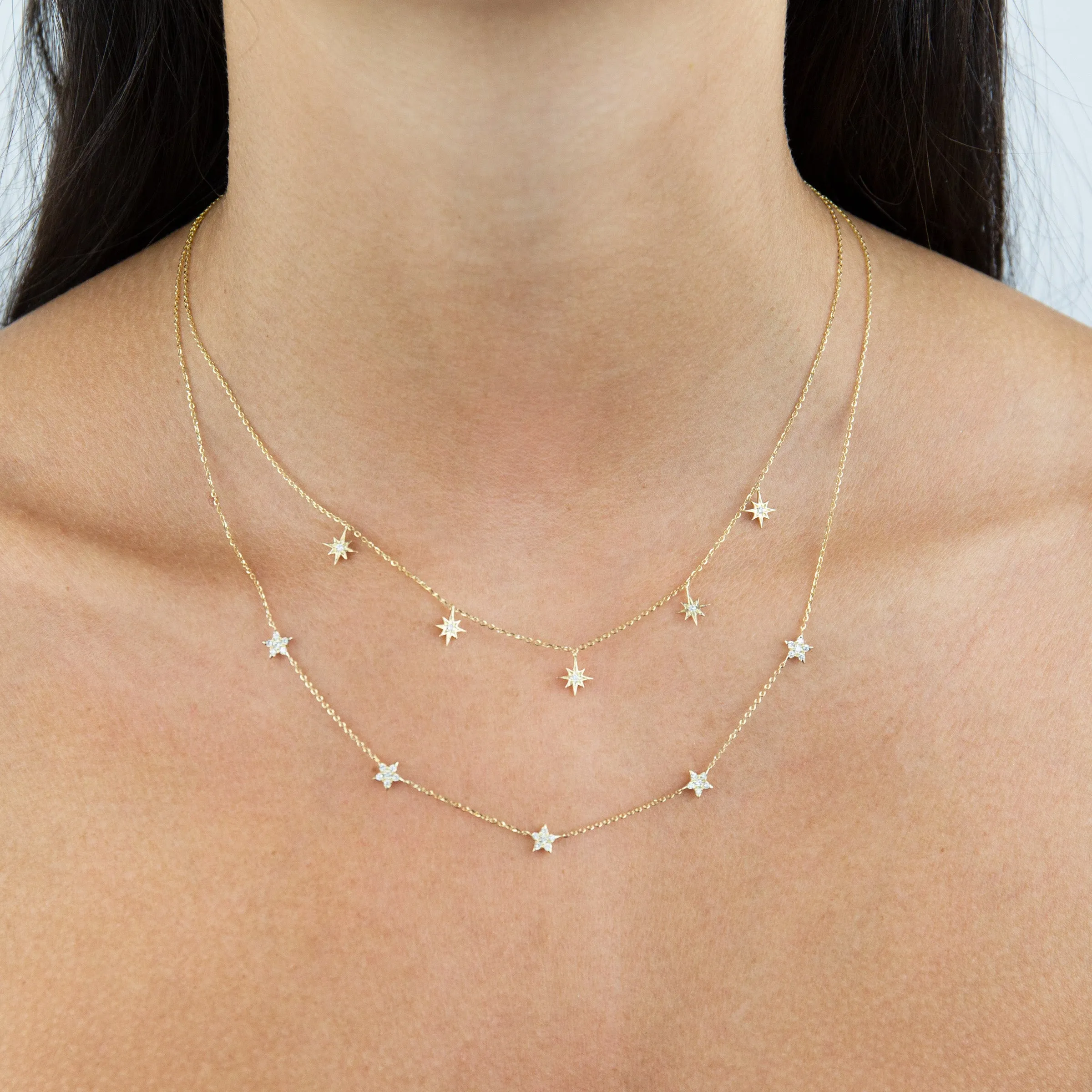 Diamond Multi Starburst Necklace 14K