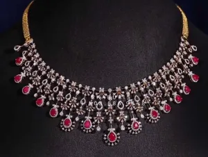 Diamond Necklace Wedding Jewelry South Indian Diamond Jewelry Silver Jewelry 925 silver indian bridal jewelry - SHABURIS