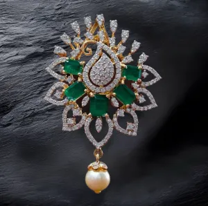 Diamond Pendant - Cocktail Jewelry - 925 silver Jewelry , South Indian Jewelry,bridal choker,Indian Wedding Jewelry,pure Silver indian jewelry - SHABURIS