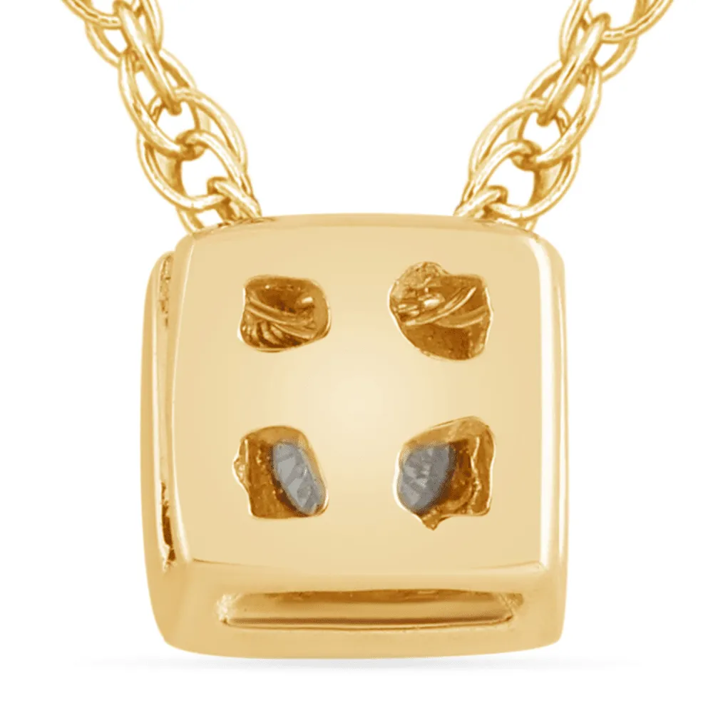 Diamond Set Bezel Cushion Necklace in 9ct Yellow Gold