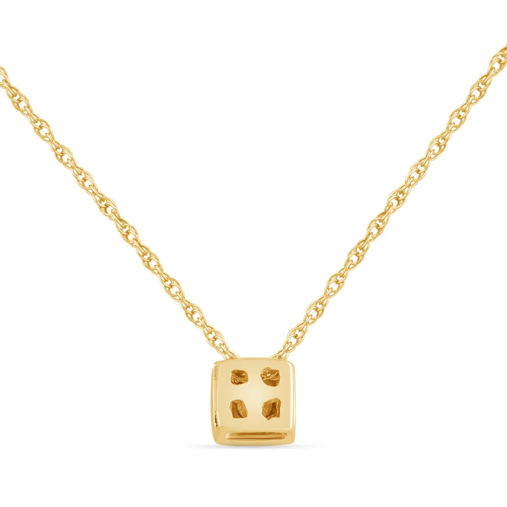Diamond Set Bezel Cushion Necklace in 9ct Yellow Gold