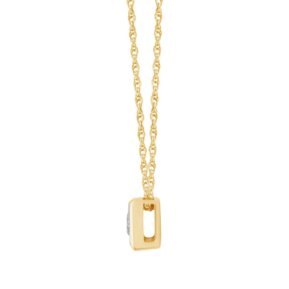 Diamond Set Bezel Cushion Necklace in 9ct Yellow Gold