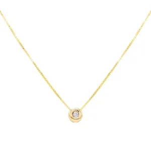 Diamond Solitaire Circle Necklace 14K
