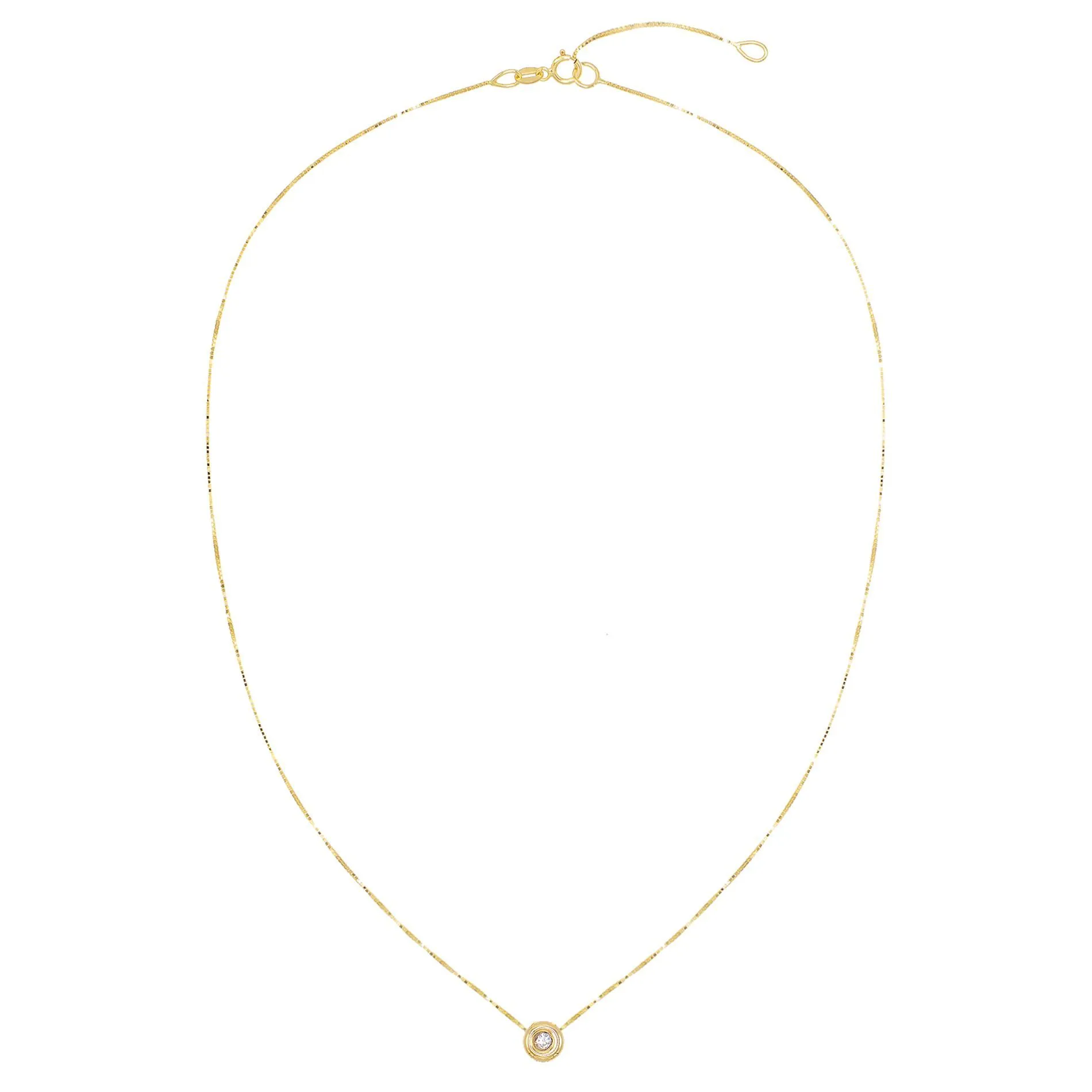 Diamond Solitaire Circle Necklace 14K