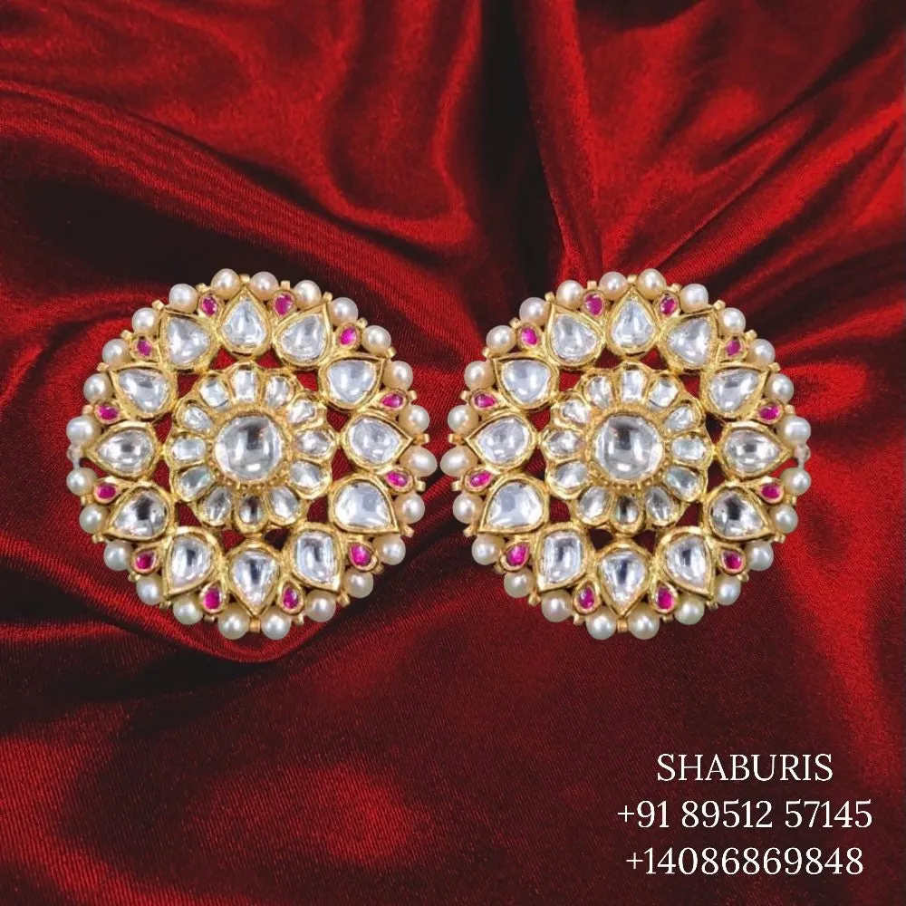 Diamond studs gold dipped Pure silver jewelry gold jewelry look a like 22ct jewelry look a like indian jewelry latest designs -SHABURIS