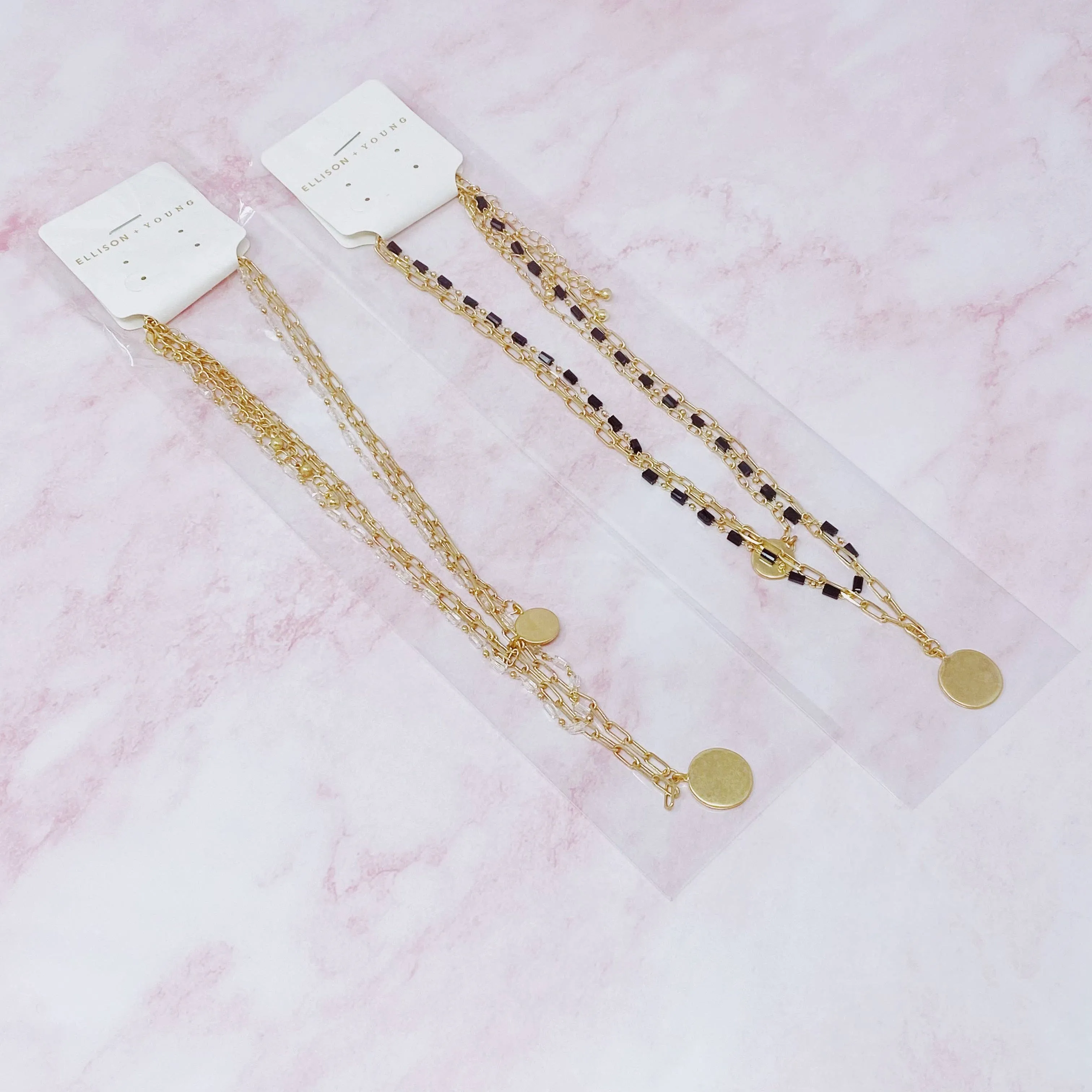 Disc & Bead Chain Necklace Set Of 3