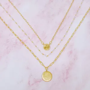 Disc & Bead Chain Necklace Set Of 3
