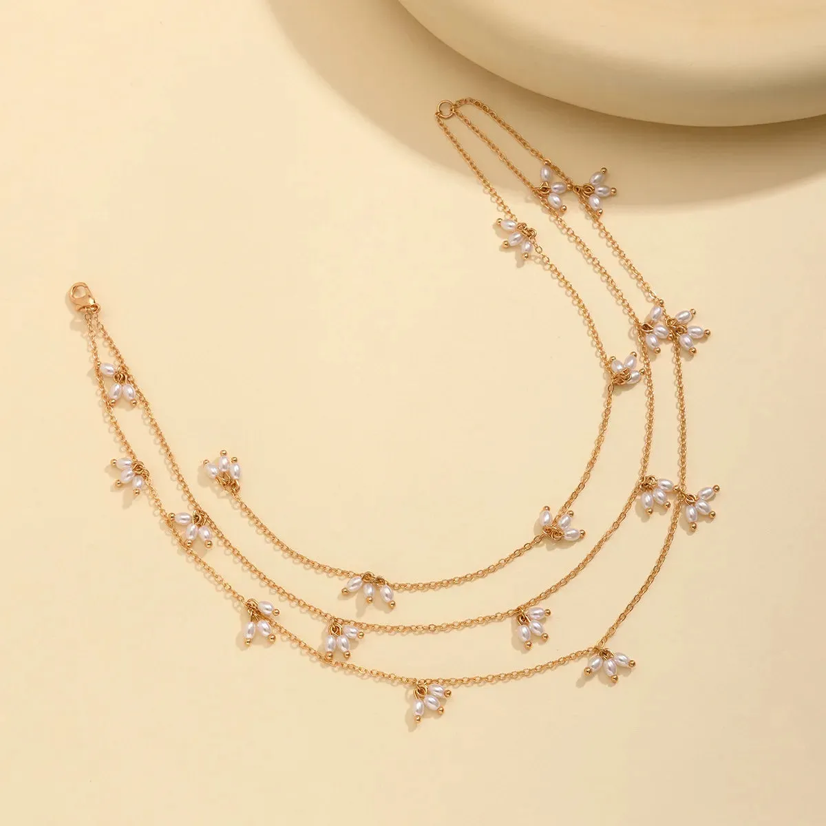 Double Layered Pearl Tassel Necklace