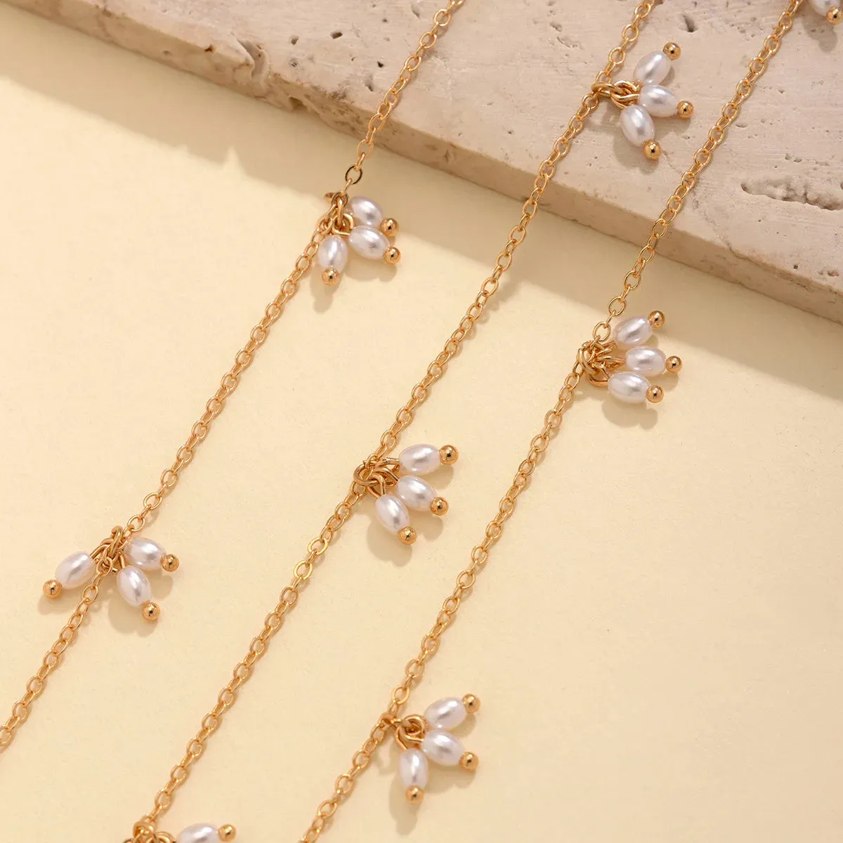 Double Layered Pearl Tassel Necklace