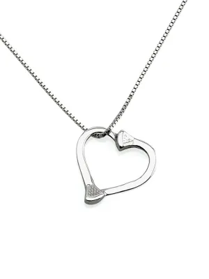 Double Nail Heart Necklace, Sterling Silver