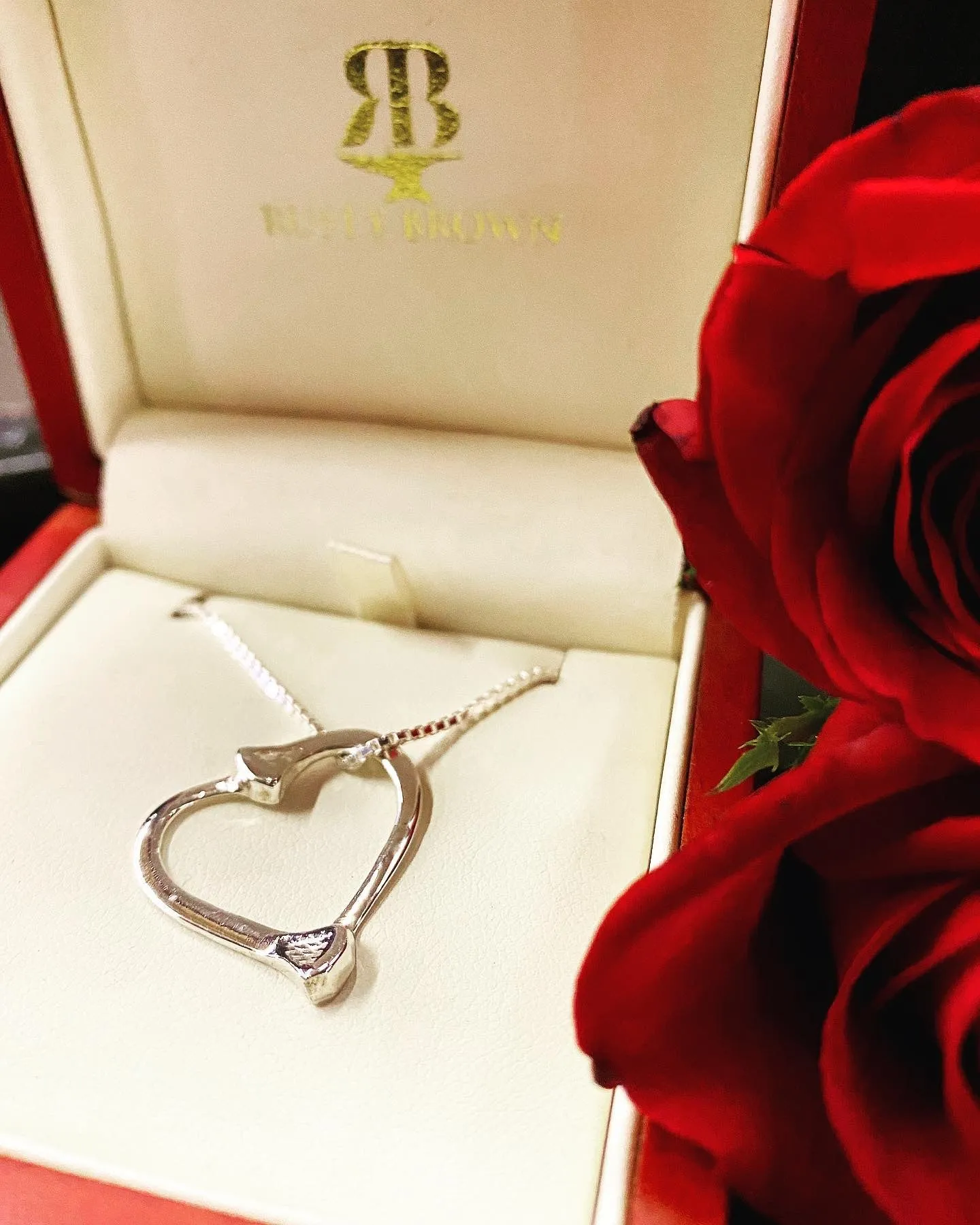 Double Nail Heart Necklace, Sterling Silver