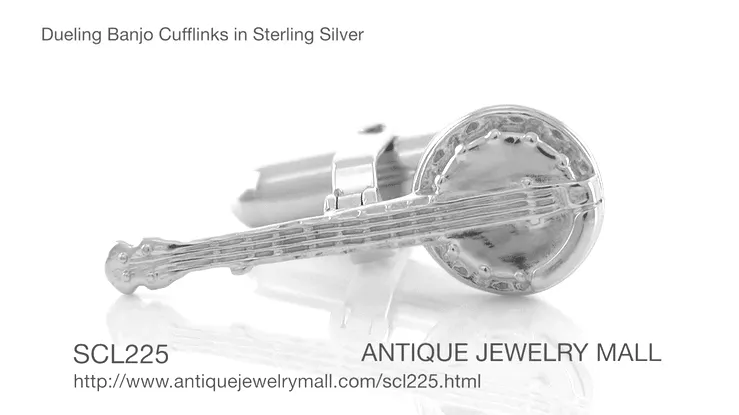 Dueling Banjo Cufflinks in Sterling Silver