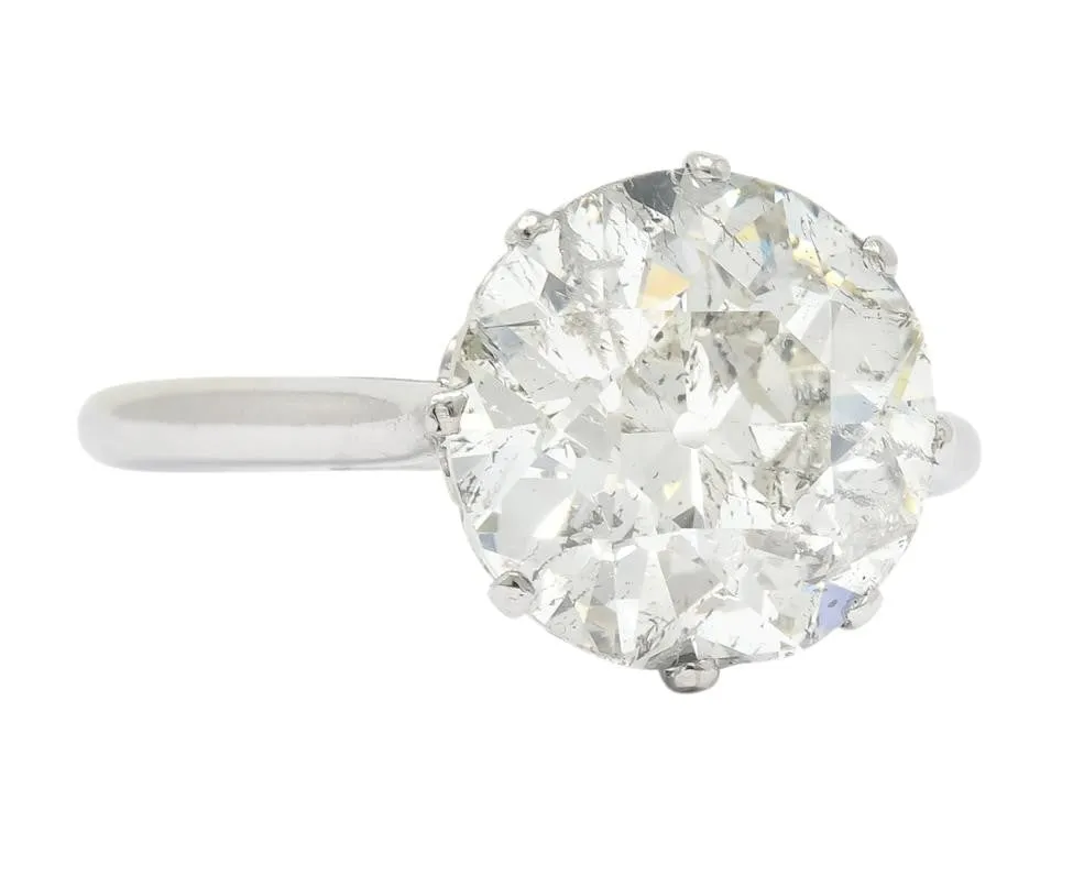 Edwardian 4.30 CTW Old European Cut Diamond Platinum Engagement Ring Circa 1915