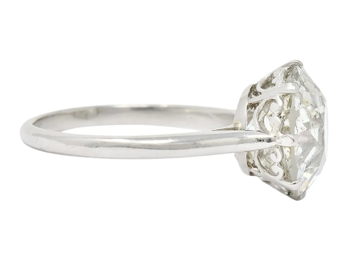 Edwardian 4.30 CTW Old European Cut Diamond Platinum Engagement Ring Circa 1915