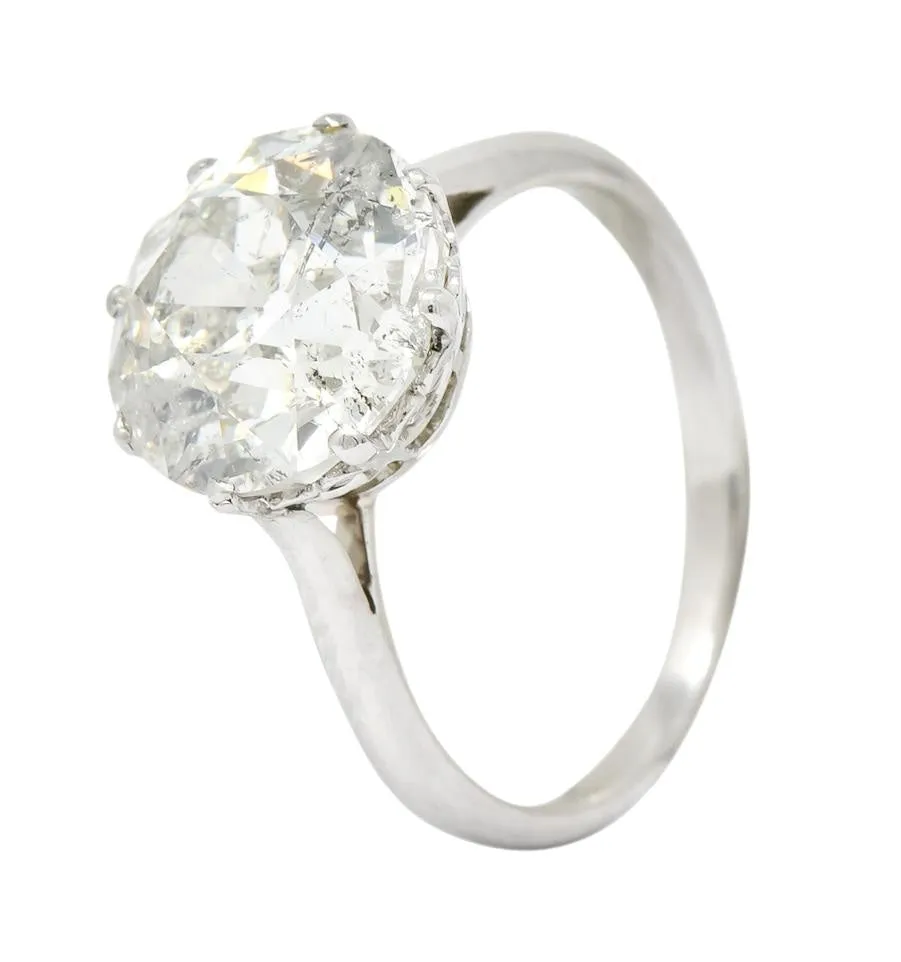Edwardian 4.30 CTW Old European Cut Diamond Platinum Engagement Ring Circa 1915