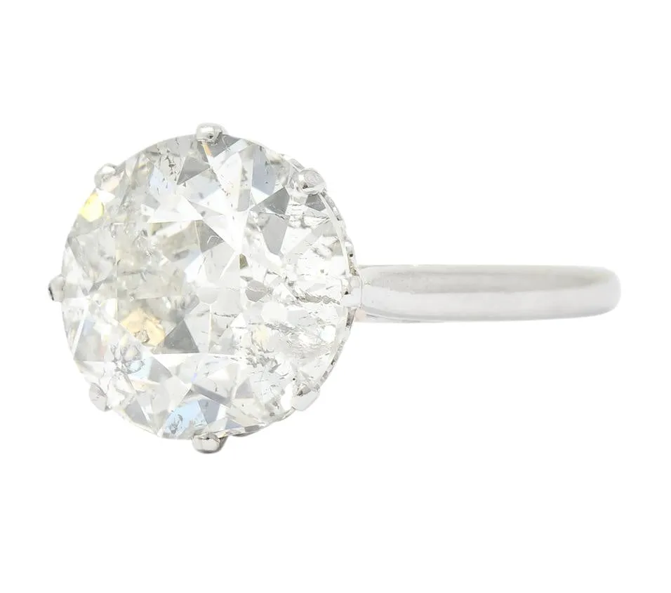 Edwardian 4.30 CTW Old European Cut Diamond Platinum Engagement Ring Circa 1915