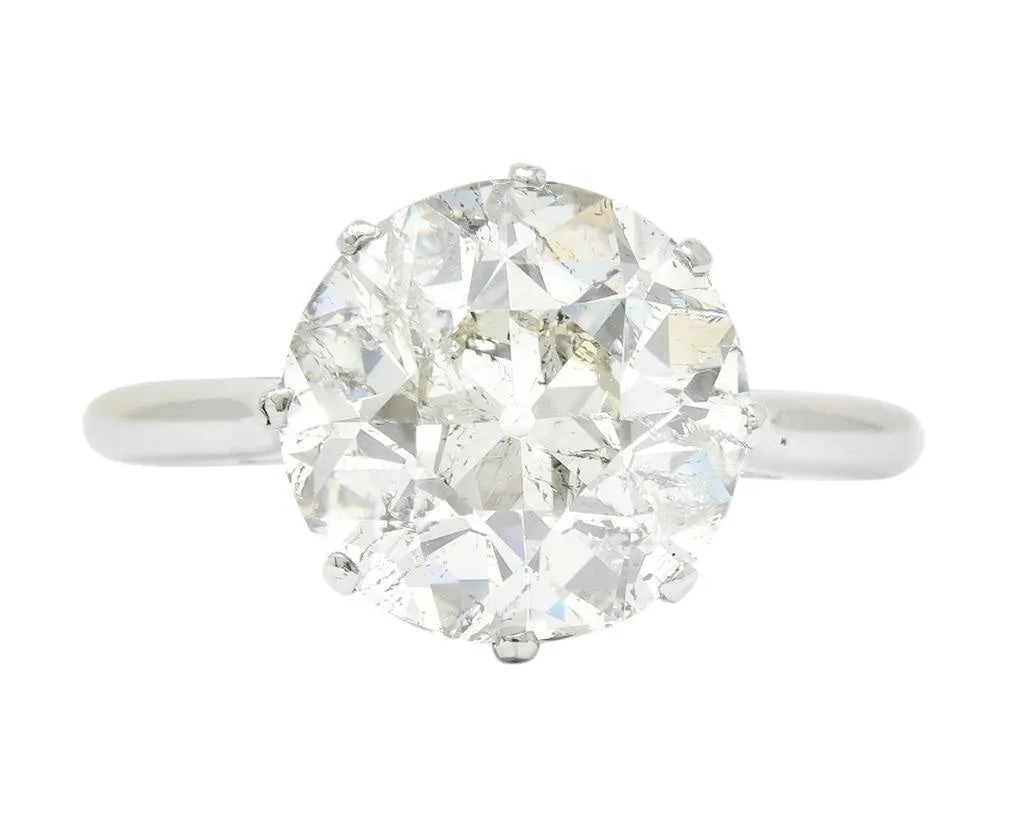 Edwardian 4.30 CTW Old European Cut Diamond Platinum Engagement Ring Circa 1915