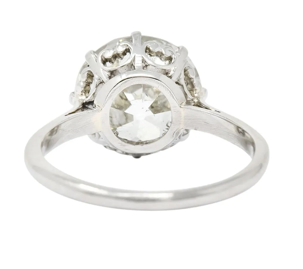 Edwardian 4.30 CTW Old European Cut Diamond Platinum Engagement Ring Circa 1915