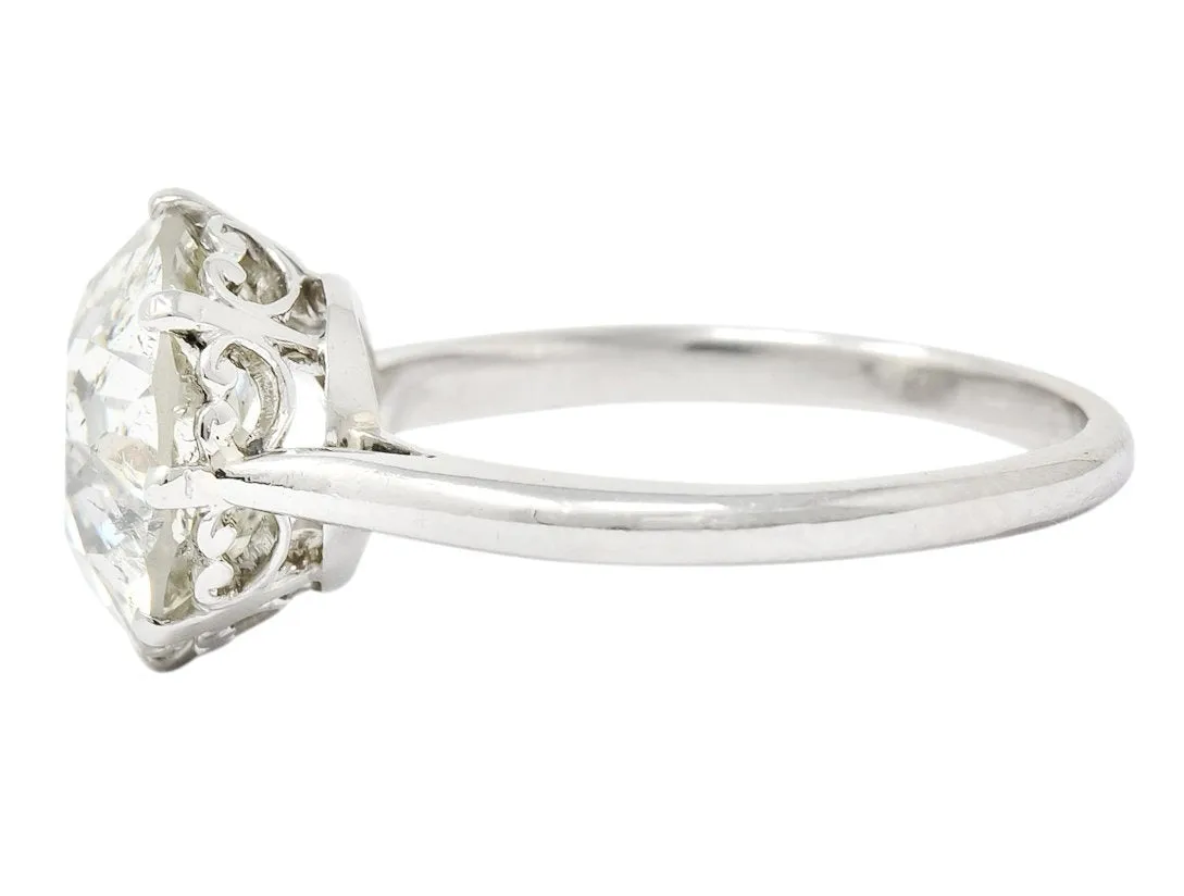 Edwardian 4.30 CTW Old European Cut Diamond Platinum Engagement Ring Circa 1915