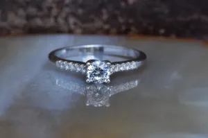 Engagement Diamond Ring 1/2 carat-14K White Gold ring-Women Jewelry-Cluster Engagement ring-Promise ring