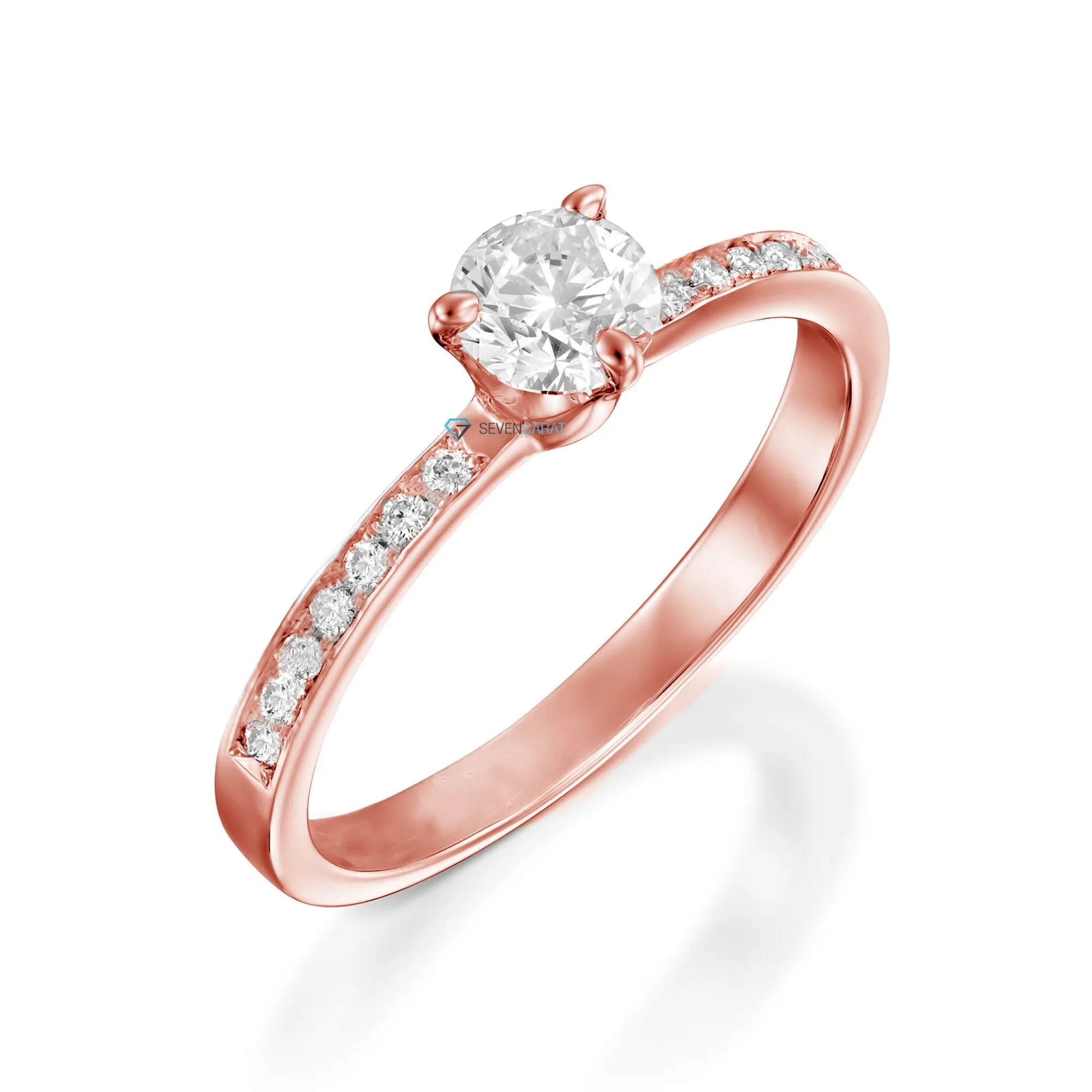 Engagement Ring 1/2 ct-Gold Diamond Ring-Gold Solitaire Ring-Solitaire diamond ring-Promise ring-anniversary ring-Art deco ring-Rose gold