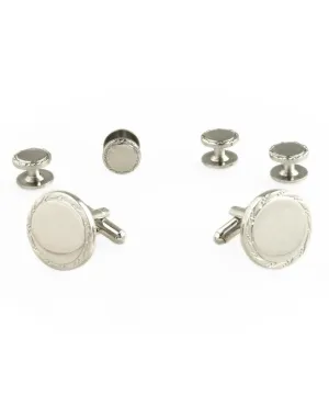 Engravable Silver Studs and Cufflinks Set