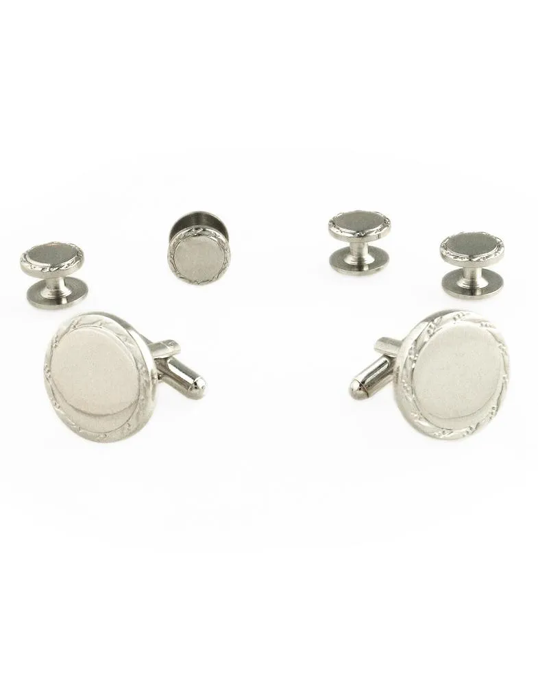 Engravable Silver Studs and Cufflinks Set
