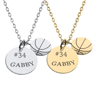 Engraved Basketball Necklace