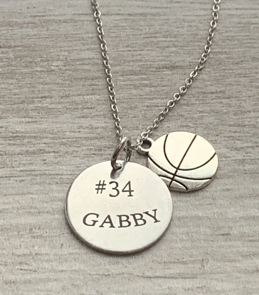 Engraved Basketball Necklace