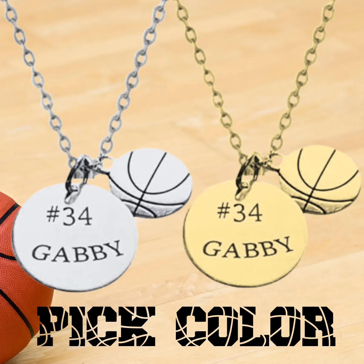 Engraved Basketball Necklace