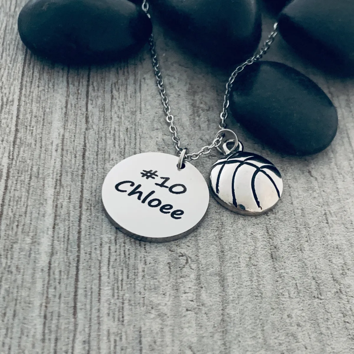 Engraved Basketball Necklace