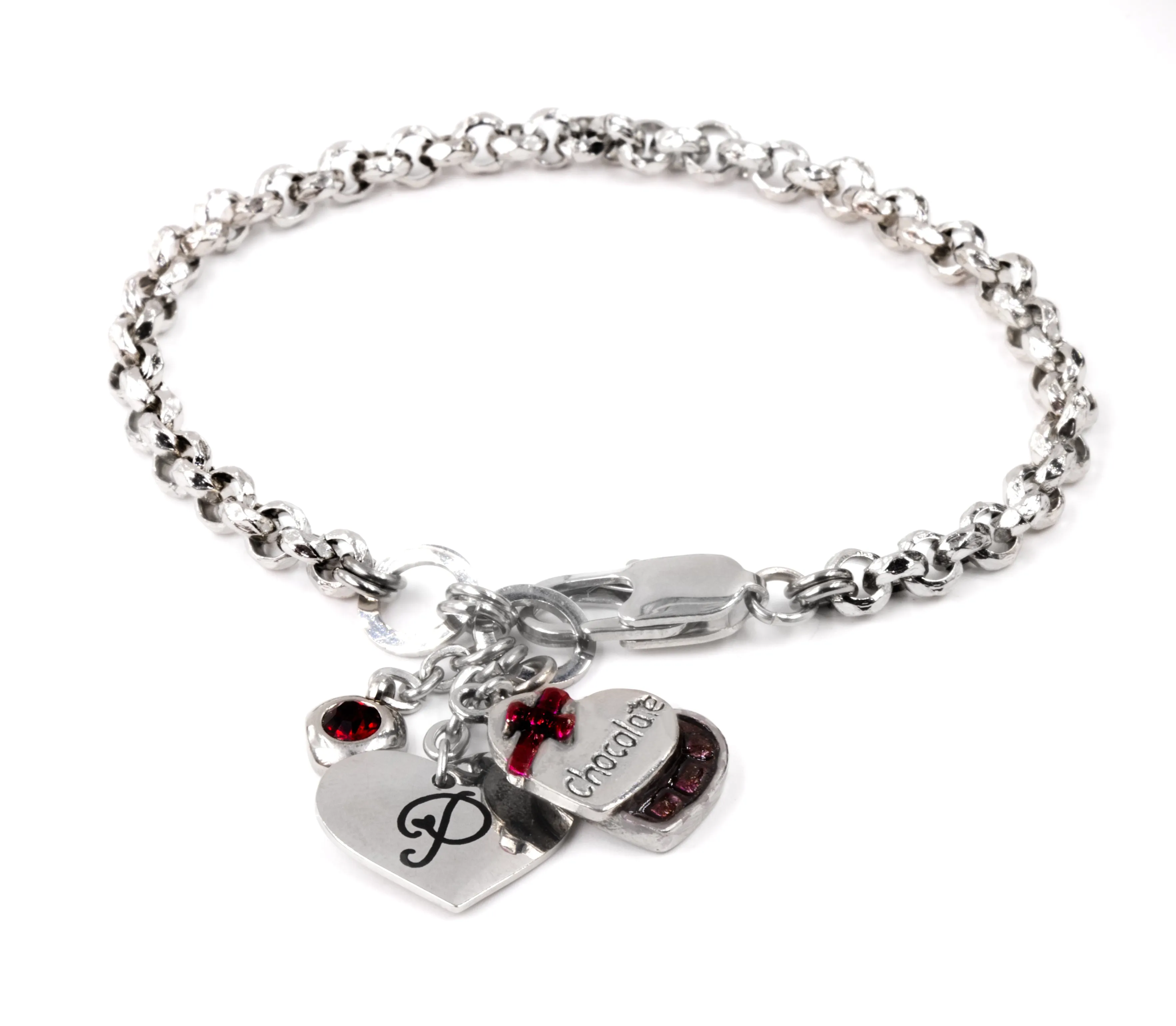 Engraved Chocolate Bracelet, Personalized Initial