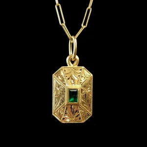 Engraved Emerald Shield Pendant