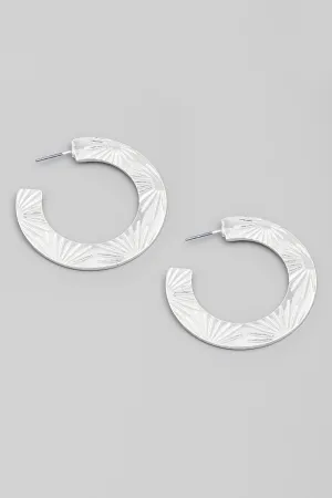 Engraved Floral Metallic Hoops