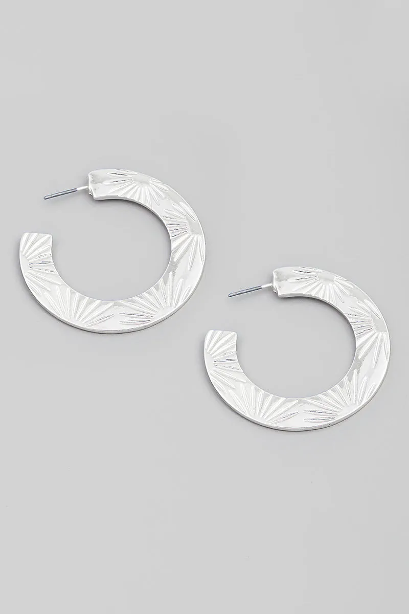 Engraved Floral Metallic Hoops