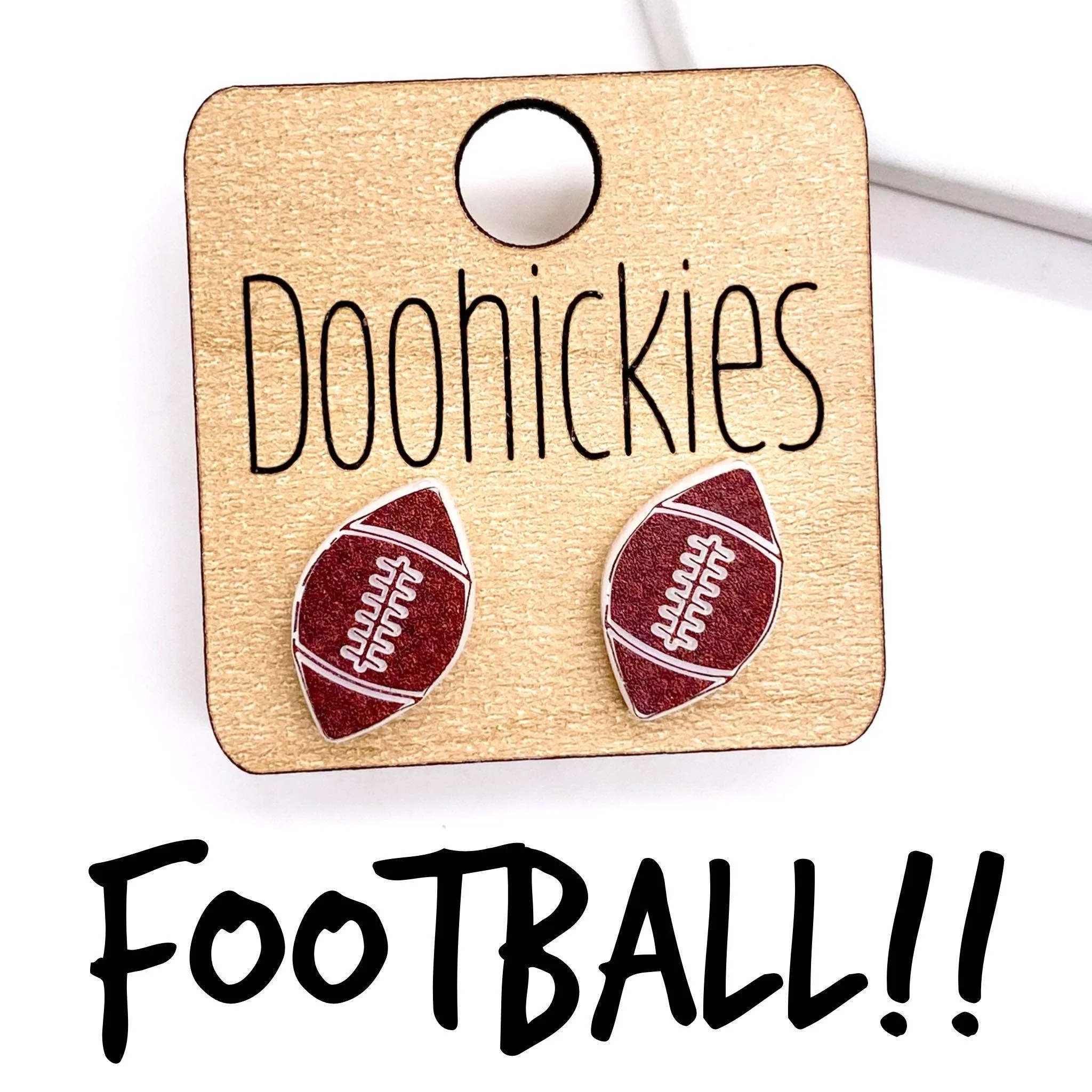Engraved Football Earrings Doohickie