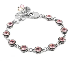 Engraved Peace Pink Crystal Bracelet