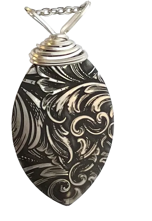 Engraved Scroll Necklace, d'ears #4813