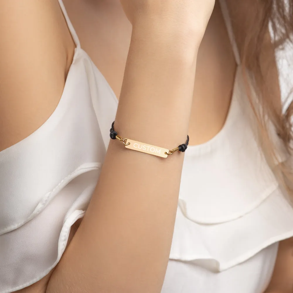 Engraved Silver Bar String Bracelet (Customize Your Own)