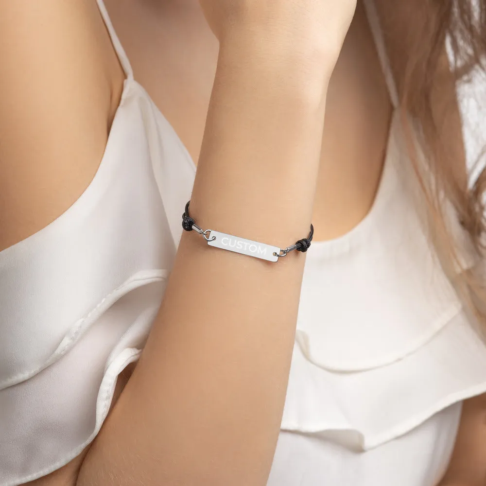 Engraved Silver Bar String Bracelet (Customize Your Own)