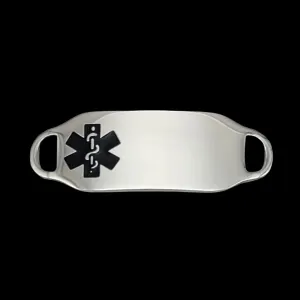 Engraved Stainless Steel Medium Rectangle Medical Bracelet ID Tag - Black