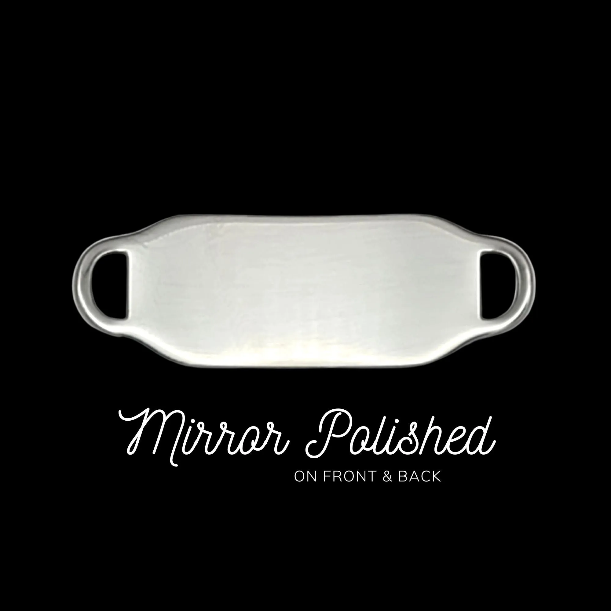 Engraved Stainless Steel Medium Rectangle Medical Bracelet ID Tag - Black