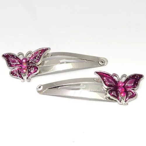 Epoxy Pink Butterfly Shaped Metal Sleepies - Pair
