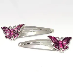 Epoxy Pink Butterfly Shaped Metal Sleepies - Pair