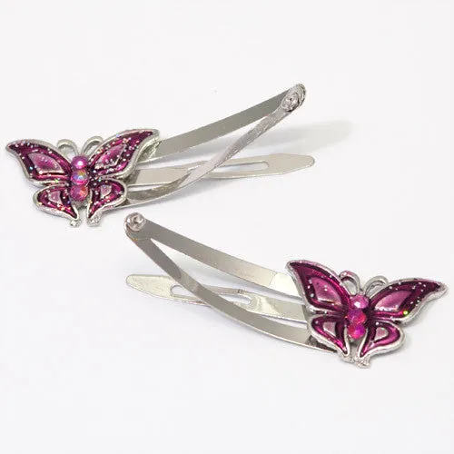 Epoxy Pink Butterfly Shaped Metal Sleepies - Pair