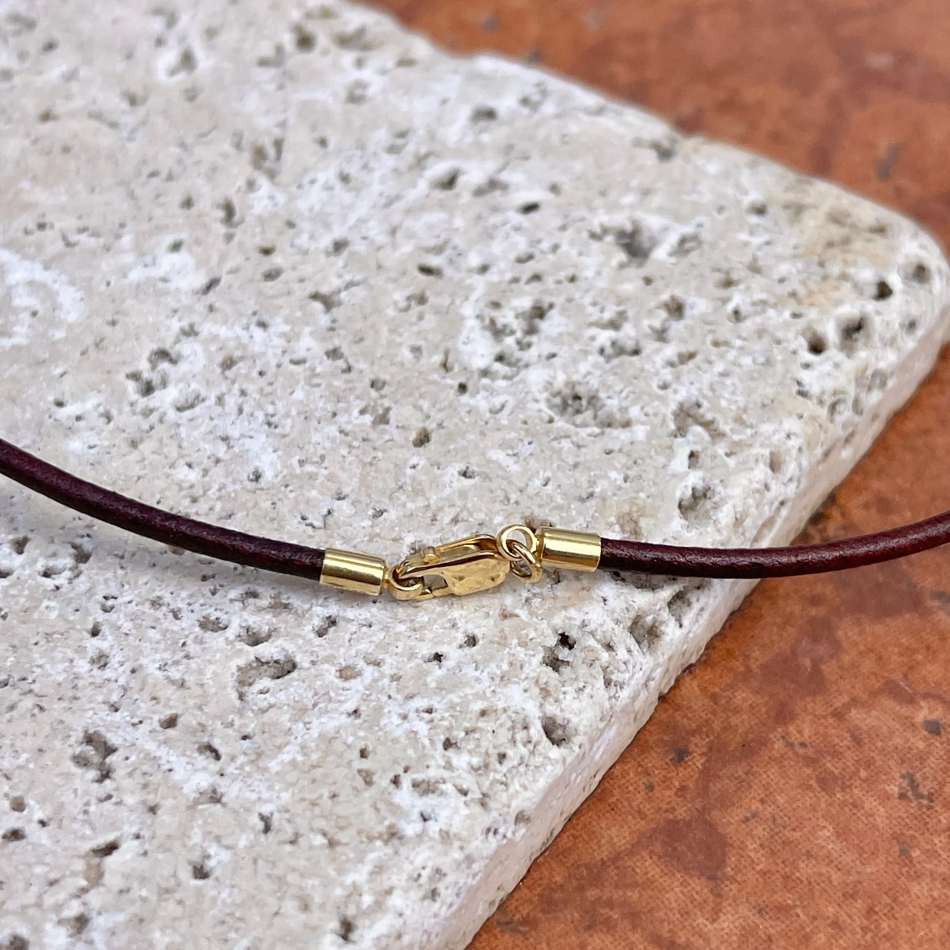 Estate 14KT Yellow Gold Byzantine Electroform Maltese Cross Pendant Leather Necklace